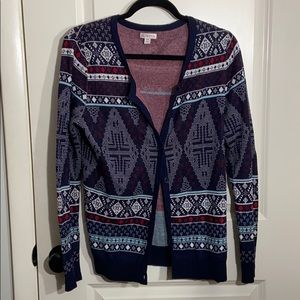 Print knit cardigan size large